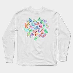 Simple Hand Painted Watercolor Paisley Pattern Long Sleeve T-Shirt